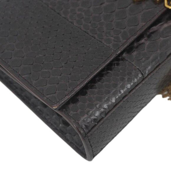 Yves Saint Laurent  Kate Python Leather Chain Crossbody Bag Black - Picture 8 of 16
